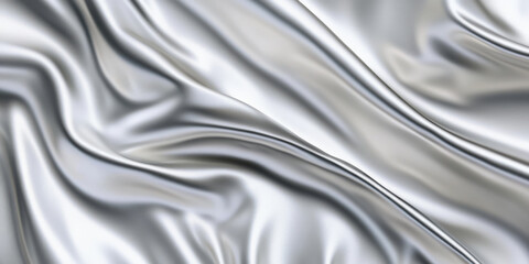 Silver-gray textures wallpaper with smooth silk wave patterns. The clean metallic tones create a futuristic and minimalist high-definition background.