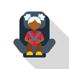 Child safety is prioritized as a little girl sits securely fastened in a car seat, ensuring a safe and comfortable journey