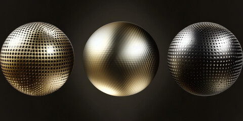 Gold spherical carbon textures with a reflective, metallic surface. Luxurious and futuristic patterns ideal for premium designs.