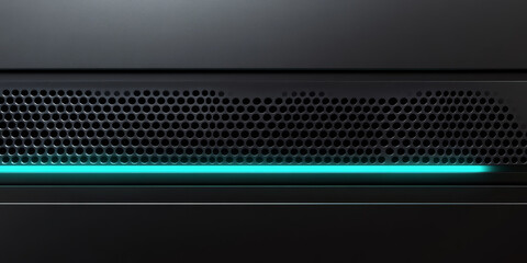 Charcoal gray hexagonal metal surface with glowing blue light grid. A sophisticated and sleek 3D texture perfect for futuristic and modern designs.