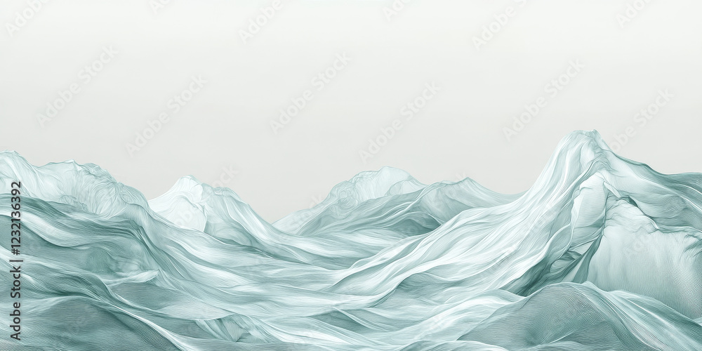 Canvas Prints light mint background with gentle wave illustrations. the smooth bends and soft gray textures create
