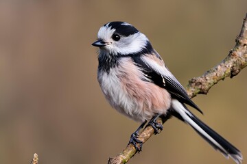 Naklejka premium Long-tailed tit bird Close-up, Long-tailed bushtit