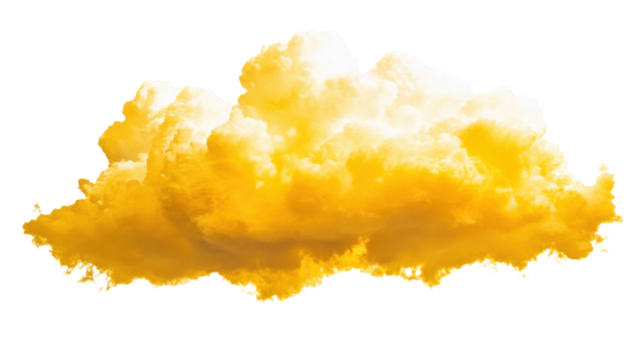 Yellow cloud with transparent background, perfect for photo editing and creative projects