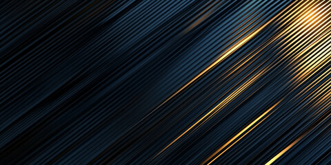 Midnight blue hexagonal metal background with radiant golden light accents. A sleek 3D geometric texture featuring glowing grid lines, perfect for luxury branding. Elegant horizontal banner design