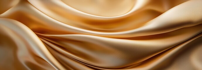 Obraz premium Captivating smooth gold fabric background features elegant folds and luxurious texture, perfect for various design projects, adding warmth and sophistication.