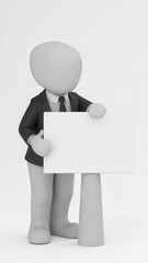 Businessman showing blank placard with copy space for text