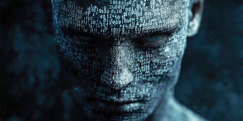 Person's Face with Written Words