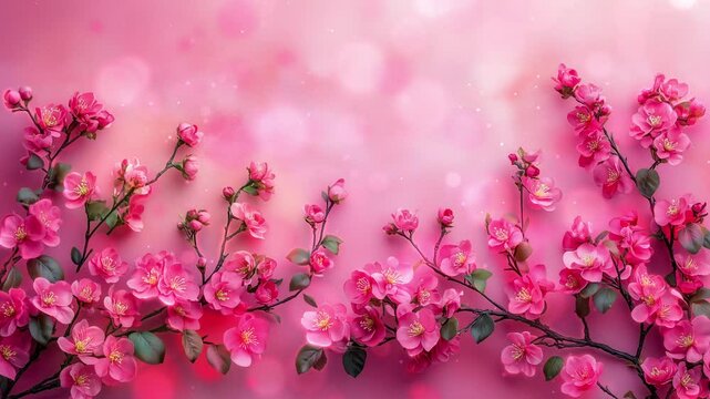 Elegant cherry blossom frame background with soft pink aesthetic 