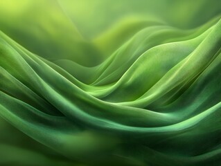 Obraz premium Emerald Flow: Abstract image of flowing, lush green fabric creating a sense of movement, fluidity, and natural harmony. The gentle curves and shadows evoke a calming and serene atmosphere.