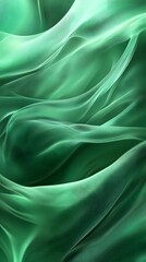Obraz premium Emerald Flow: Abstract green waves of flowing fabric, evoking a sense of motion and tranquility.