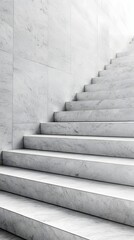 Marble Stairway: A minimalistic composition captures a pristine marble staircase ascending towards the unknown, its clean lines and muted tones exuding an air of elegance and tranquility.  