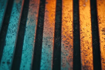 macro photography of rust and oxidation patterns on metal, creating abstract compositions in deep oranges and teals, textural detail