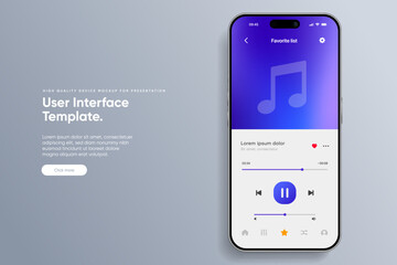 Web mobile application interface for music player application for mobile app, business, website. Sound app UI UX GUI template. Responsive website wireframes. Web design UI kit. Music Dashboard.