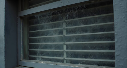 Cobwebs on Window with Louvers
