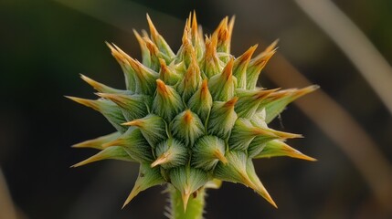 Obraz premium Intricate Details of a Spiky Green Plant Bud