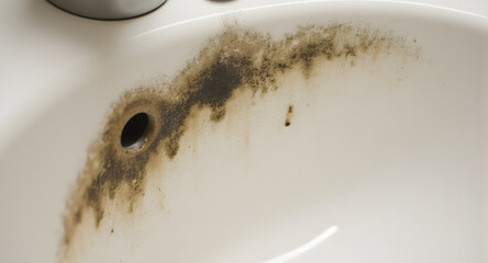 Dirty Sink, Brown Residue, Cleaning Needed
