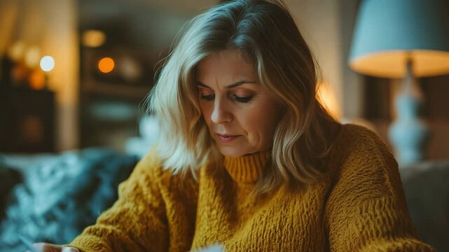 an adult woman reading a letter
