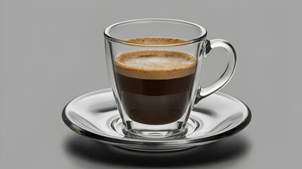 "Freshly Brewed Espresso in a Glass Cup, Isolated on Transparent Background"