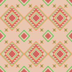 cross stitch ethnic embroidery abstract artwork seamless geometric pattern printed background fabric wallpaper hand drawn line colorful template
