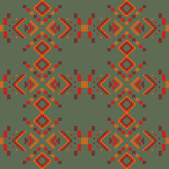 cross stitch ethnic embroidery abstract artwork seamless geometric pattern printed background fabric wallpaper hand drawn line colorful template
