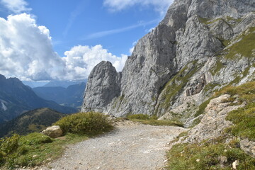 Hiking in Northern Italy's stunning landscapes and scenery in the Dolomites Mountain Range 