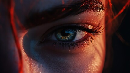 Naklejka premium A Close Up Of A Striking Green Eye