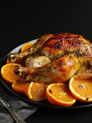 Turkey with Oranges and Knife