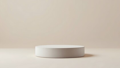 Minimalist White Product Display Platform on Beige Background