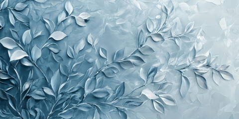 Abstract ice blue and silver floral marble texture background. Cool, ethereal tones with radiant metallic highlights for a modern and calming design.