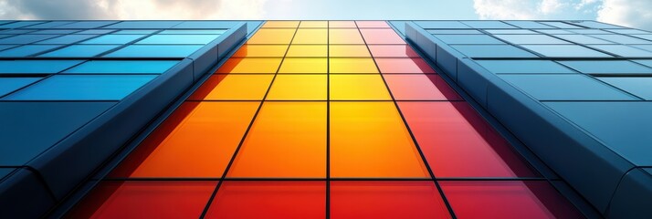 Fototapeta premium Modern architectural graphic layouts for advertising leaflets showcasing vibrant glass facades