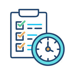 Fototapeta premium Time Management concept with Clock and Checklist