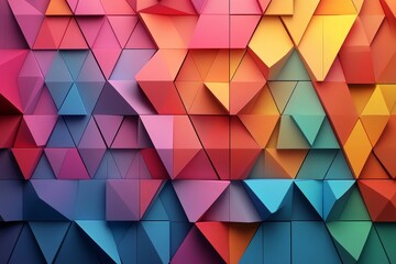 Fototapeta premium Abstract colorful triangles, layered design, 3d render, Generative AI