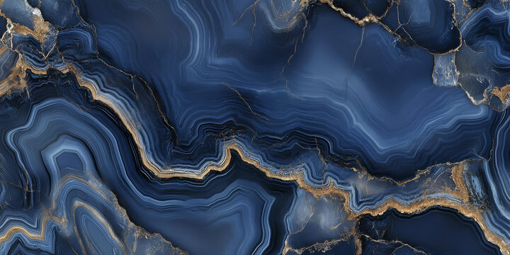 Abstract navy blue agate texture background with deep, rich tones and organic veining. A bold and refined design perfect for elegant applications.