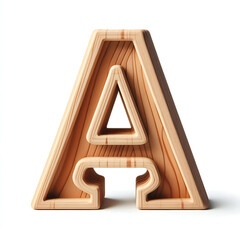 letter A wooden isolated on white background