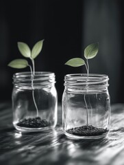 Glass Jars with Plants