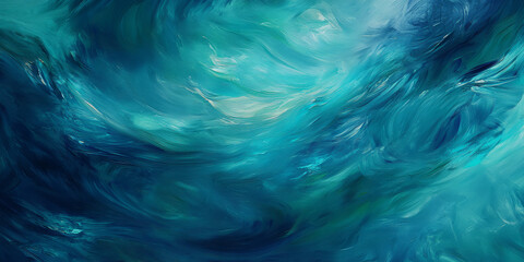 Obraz premium Vibrant oil paint texture featuring swirling blues, greens, and purples. The abstract background captures the essence of motion and fluidity, with highly detailed brushstrokes that bring the texture