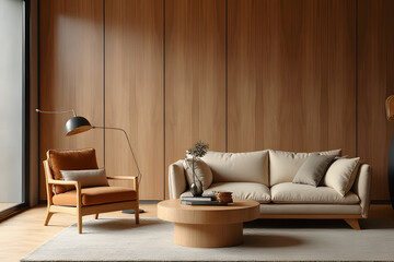 Wood textures, Modern materials, Minimalistic warmth, Natural sophistication, Fusion design, Elegant simplicity
