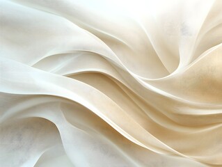 Obraz premium Fluid Ivory: A stunning abstract pattern of flowing ivory fabric, creating soft, delicate waves and inviting the viewer to touch its luxurious texture.