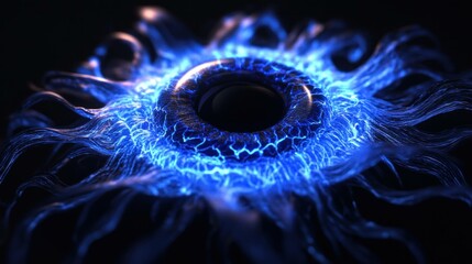 Abstract blue energy wave background with glowing circular design, ideal for technology and digital concept themes