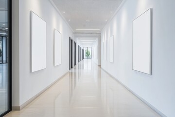 White office wall adorned with motivational quotes in modern typography creating an inspiring workspace ambiance