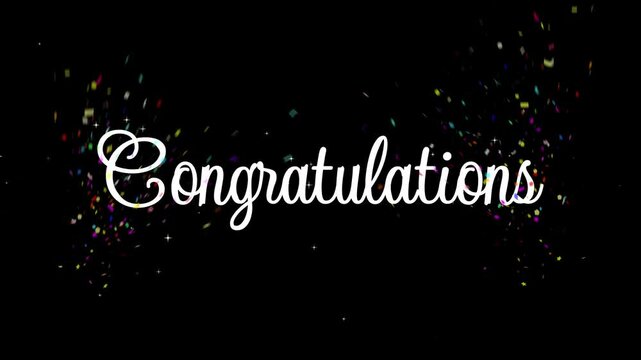 congratulation lettering text confetti animated congratulations gold confetti alpha croma key 4k looping gold