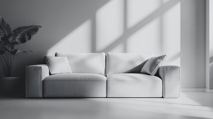 Minimalist Sofa in Bright Sunny Room