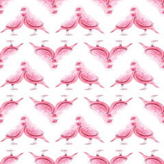 seamless pattern birds in love