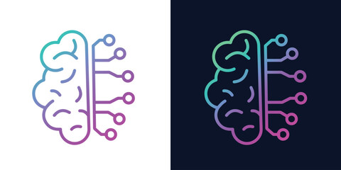 Artificial Intelligence AI Chip in Human Head. Artificial Intelligence icon with Machine learning, digital skills, generative AI, AI technology, algorithm, virtual intelligence and future