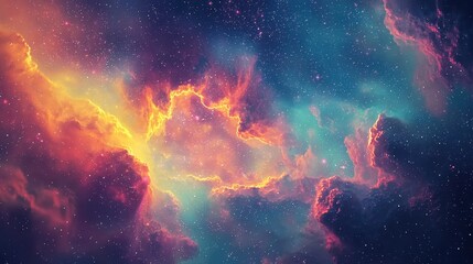 Vibrant Digital Universe Filled with Colorful Galaxies and Cosmic Clouds