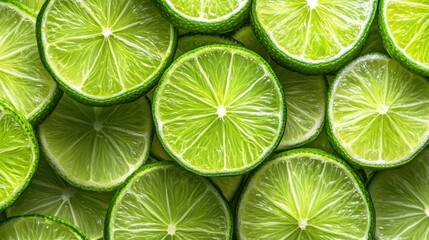 Close-up of vibrant green lime slices.
