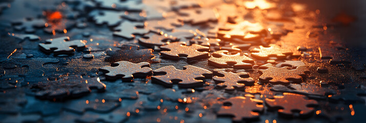 Close-up of Scattered Puzzle Pieces