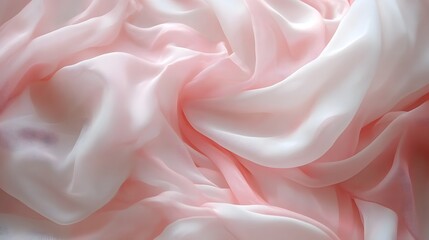 Obraz premium Delicate Drapery in Pink and White: An abstract image of flowing pink and white fabric creates a soft and ethereal mood, evoking feelings of romance, elegance, and tranquility. 