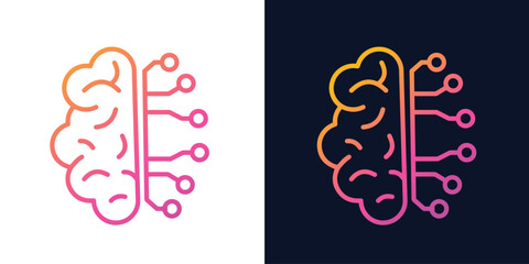 Artificial Intelligence AI Chip in Human Head. Artificial Intelligence icon with Machine learning, digital skills, generative AI, AI technology, algorithm, virtual intelligence and future
