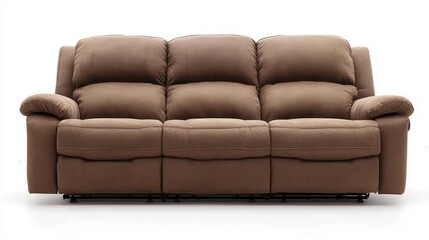 Comfortable Brown Reclining Sofa for Living Room